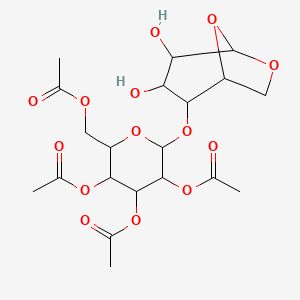 molecular formula C₂₀H₂₈O₁₄ B1140722 1,6-Anhydro-4-O-(2,3,4,6-tetra-O-acetyl-alpha-D-mannopyranosyl)-beta-D-mannopyranose CAS No. 67650-35-5