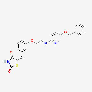 molecular formula C₂₅H₂₃N₃O₄S B1140726 5-{4-[2-[(5-Benzyloxypyridin-2-yl)methylamino]ethoxy]benzylidine}thiazolidine-2,4-dione CAS No. 1076199-05-7