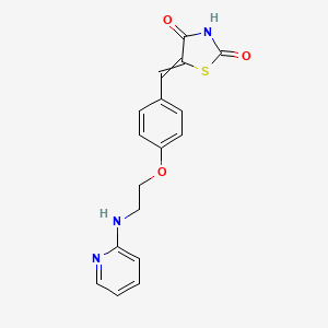 molecular formula C₁₇H₁₅N₃O₃S B1140727 5-[[4-[2-(pyridin-2-ylamino)ethoxy]phenyl]methylidene]-1,3-thiazolidine-2,4-dione CAS No. 643764-88-9