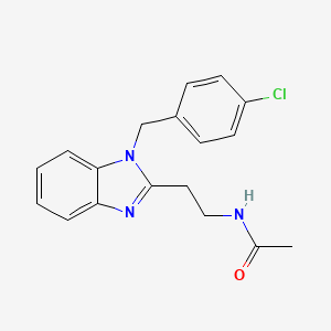 molecular formula C18H18ClN3O B11407426 N-{2-[1-(4-chlorobenzyl)-1H-benzimidazol-2-yl]ethyl}acetamide 