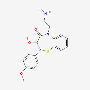 molecular formula C₁₉H₂₂N₂O₃S B1140748 3-Hydroxy-2-(4-methoxyphenyl)-5-[2-(methylamino)ethyl]-2,3-dihydro-1,5-benzothiazepin-4-one CAS No. 81353-09-5