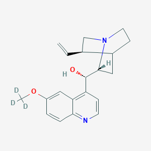 molecular formula C₂₀H₂₁D₃N₂O₂ B1140751 (S)-[(2R,5R)-5-ethenyl-1-azabicyclo[2.2.2]octan-2-yl]-[6-(trideuteriomethoxy)quinolin-4-yl]methanol CAS No. 1267657-68-0
