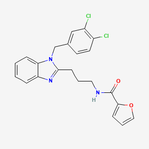 molecular formula C22H19Cl2N3O2 B11407616 N-{3-[1-(3,4-dichlorobenzyl)-1H-benzimidazol-2-yl]propyl}furan-2-carboxamide 