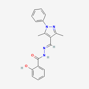molecular formula C19H18N4O2 B11407763 N'-[(E)-(3,5-dimethyl-1-phenyl-1H-pyrazol-4-yl)methylidene]-2-hydroxybenzohydrazide 