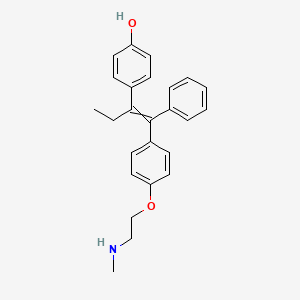 molecular formula C₂₅H₂₇NO₂ B1140784 N-Desmethyl-4'-hydroxy Tamoxifen CAS No. 170171-12-7