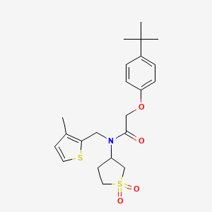 molecular formula C22H29NO4S2 B11407857 2-(4-tert-butylphenoxy)-N-(1,1-dioxidotetrahydrothiophen-3-yl)-N-[(3-methylthiophen-2-yl)methyl]acetamide 