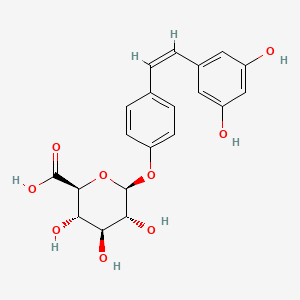 molecular formula C₂₀H₂₀O₉ B1140788 cis-Resveratrol 4'-O-glucuronide CAS No. 387372-26-1