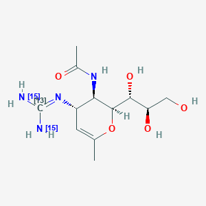 molecular formula C₁₁¹³CH₂₀N₂¹⁵N₂O₇ B1140789 Zanamivir-13C,15N2 CAS No. 1276528-62-1