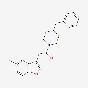molecular formula C23H25NO2 B11407897 4-Benzyl-1-[(5-methyl-1-benzofuran-3-yl)acetyl]piperidine 