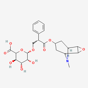 molecular formula C₂₃H₂₉NO₁₀ B1140790 (3R,4R,5R,6S)-3,4,5-trihydroxy-6-[(2S)-3-[(9-methyl-3-oxa-9-azatricyclo[3.3.1.02,4]nonan-7-yl)oxy]-3-oxo-2-phenylpropoxy]oxane-2-carboxylic acid CAS No. 17660-02-5