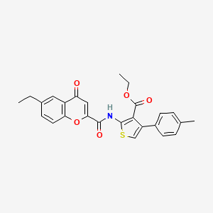 molecular formula C26H23NO5S B11407921 ethyl 2-{[(6-ethyl-4-oxo-4H-chromen-2-yl)carbonyl]amino}-4-(4-methylphenyl)thiophene-3-carboxylate 