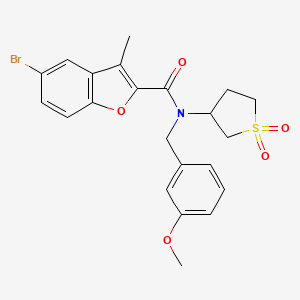 molecular formula C22H22BrNO5S B11407952 5-bromo-N-(1,1-dioxidotetrahydrothiophen-3-yl)-N-(3-methoxybenzyl)-3-methyl-1-benzofuran-2-carboxamide 