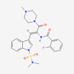 molecular formula C25H28FN5O4S B11408018 N-[(1Z)-1-[1-(dimethylsulfamoyl)-1H-indol-3-yl]-3-(4-methylpiperazin-1-yl)-3-oxoprop-1-en-2-yl]-2-fluorobenzamide 