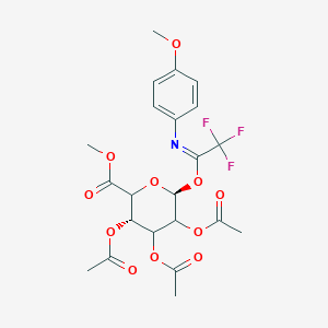 molecular formula C₂₂H₂₄F₃NO₁₁ B1140805 Methyl 2,3,4-Triacetyl-D-glucopyranosiduronyl 1-(N-4-Metoxyphenyl)-2,2,2-trifluoroacetimidate CAS No. 918158-52-8