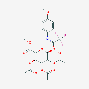 molecular formula C₂₂H₂₄F₃NO₁₁ B1140805 Methyl 2,3,4-Triacetyl-D-glucopyranosiduronyl 1-(N-4-Methoxyphenyl)-2,2,2-trifluoroacetimidate CAS No. 918158-52-8