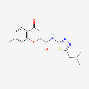 molecular formula C17H17N3O3S B11408075 7-methyl-N-[5-(2-methylpropyl)-1,3,4-thiadiazol-2-yl]-4-oxo-4H-chromene-2-carboxamide 