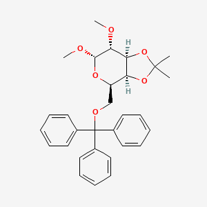molecular formula C₃₀H₃₄O₆ B1140812 3,4-O-Isopropylidene-1,2-di-O-methyl-6-O-trityl-a-D-galactopyranoside CAS No. 69182-49-6