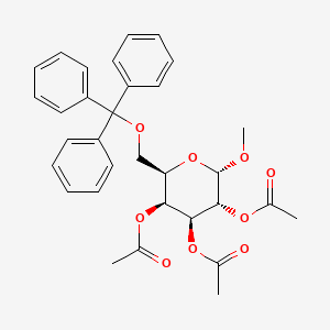 molecular formula C₃₂H₃₄O₉ B1140816 Methyl 2,3,4-tri-O-acetyl-6-O-trityl-a-D-galactopyranoside CAS No. 38982-56-8