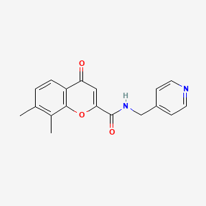 molecular formula C18H16N2O3 B11408169 7,8-dimethyl-4-oxo-N-(pyridin-4-ylmethyl)-4H-chromene-2-carboxamide 