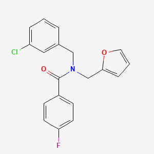 molecular formula C19H15ClFNO2 B11408253 N-(3-chlorobenzyl)-4-fluoro-N-(furan-2-ylmethyl)benzamide 