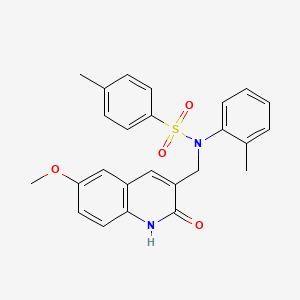 molecular formula C25H24N2O4S B11408262 N-[(6-methoxy-2-oxo-1,2-dihydroquinolin-3-yl)methyl]-4-methyl-N-(2-methylphenyl)benzenesulfonamide 