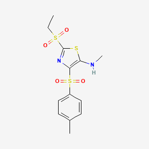 molecular formula C13H16N2O4S3 B11408386 2-(ethylsulfonyl)-N-methyl-4-[(4-methylphenyl)sulfonyl]-1,3-thiazol-5-amine 
