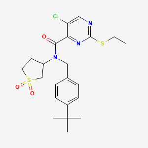 molecular formula C22H28ClN3O3S2 B11408499 N-(4-tert-butylbenzyl)-5-chloro-N-(1,1-dioxidotetrahydrothiophen-3-yl)-2-(ethylsulfanyl)pyrimidine-4-carboxamide 