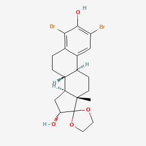 molecular formula C₂₀H₂₄Br₂O₄ B1140858 2,4-Dibromo-17,17-ethylenedioxy-1,3,5(10)-estratriene-3,16alpha-diol CAS No. 90474-20-7