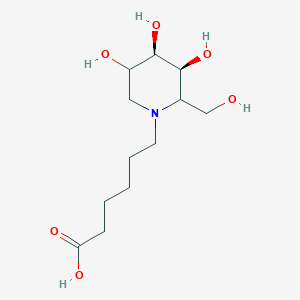B1140862 6-[(3S,4R)-3,4,5-Trihydroxy-2-(hydroxymethyl)piperidin-1-yl]hexanoic acid CAS No. 1240479-07-5