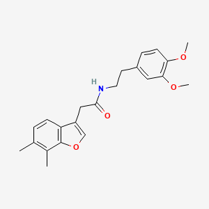 molecular formula C22H25NO4 B11408646 N-[2-(3,4-dimethoxyphenyl)ethyl]-2-(6,7-dimethyl-1-benzofuran-3-yl)acetamide 