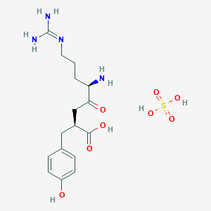 molecular formula C16H26N4O8S B1140868 (2R,5S)-5-Amino-8-guanidino-4-oxo-2-p-hydroxyphenylmethyloctanoic acid sulfate CAS No. 103900-19-2