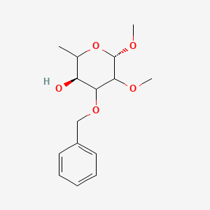 molecular formula C₁₅H₂₂O₅ B1140881 Methyl 6-Deoxy-2-O-methyl-3-O-benzyl-alpha-D-galactopyranoside CAS No. 110594-91-7