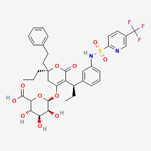molecular formula C37H41F3N2O11S B1140904 (2R)-3,6-Dihydro-6-oxo-2-(2-phenylethyl)-2-propyl-5-((1R)-1-(3-(((5-(trifluoromethyl)-2-pyridinyl)sulfonyl)amino)phenyl)propyl)-2H-pyran-4-yl beta-D-glucopyranosiduronic acid CAS No. 947408-14-2