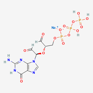 molecular formula C10H13N5NaO14P3 B1140980 sodium;[(2S)-2-[(1R)-1-(2-amino-6-oxo-1H-purin-9-yl)-2-oxoethoxy]-3-oxopropyl] [hydroxy(phosphonooxy)phosphoryl] phosphate CAS No. 103192-45-6