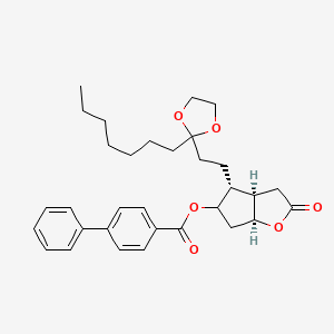 B1141023 (3aR,4R,5R,6aS)-4-[3-(Ethyleneketal)decanyl]hexahydro-5-hydroxy-2H-cyclopenta[b]furan-2-one 5-(4-Phenylbenzoate) CAS No. 120396-31-8