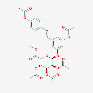 molecular formula C31H32O14 B1141030 methyl (3S,4S,5S,6S)-3,4,5-triacetyloxy-6-[3-acetyloxy-5-[2-(4-acetyloxyphenyl)ethenyl]phenoxy]oxane-2-carboxylate CAS No. 490028-22-3