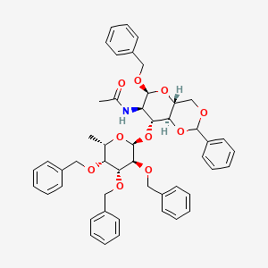 molecular formula C₄₉H₅₃NO₁₀ B1141099 Benzyl 2-Acetamido-2-deoxy-3-O-(2,3,4-tri-O-benzyl-alpha-L-fucopyranosyl)-4,6-benzylidene-alpha-D-glucopyran CAS No. 196941-73-8