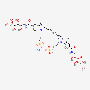 molecular formula C₄₉H₆₉N₄NaO₁₈S₂ B1141111 sodium;4-[2-[7-[3,3-dimethyl-5-[[(2S,3R,4R)-2,3,4,5,6-pentahydroxyhexyl]carbamoyl]-1-(4-sulfonatobutyl)indol-1-ium-2-yl]hepta-2,4,6-trienylidene]-3,3-dimethyl-5-[[(5R)-2,3,4,5,6-pentahydroxyhexyl]carbamoyl]indol-1-yl]butane-1-sulfonate CAS No. 308127-47-1
