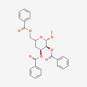 molecular formula C₂₈H₂₆O₈ B1141113 Methyl 2,3,6-Tri-O-benzoyl-4-deoxy-alpha-D-glucopyranoside CAS No. 19488-41-6