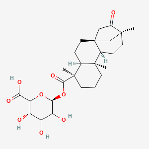 molecular formula C₂₆H₃₈O₉ B1141153 (3S,6S)-3,4,5-trihydroxy-6-[(1S,4S,5R,9R,10R,13S)-5,9,13-trimethyl-14-oxotetracyclo[11.2.1.01,10.04,9]hexadecane-5-carbonyl]oxyoxane-2-carboxylic acid CAS No. 1080018-94-5