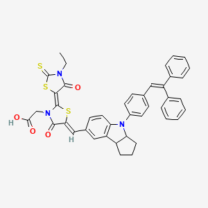 2-[(2E,5Z)-5-[[4-[4-(2,2-diphenylethenyl)phenyl]-2,3,3a,8b-tetrahydro-1H-cyclopenta[b]indol-7-yl]methylidene]-2-(3-ethyl-4-oxo-2-sulfanylidene-1,3-thiazolidin-5-ylidene)-4-oxo-1,3-thiazolidin-3-yl]acetic acid