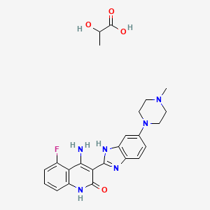 molecular formula C₂₄H₂₇FN₆O₄ B1141236 Dovitinib lactate anhydrous CAS No. 692737-80-7