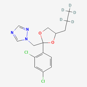 molecular formula C₁₅H₁₀D₇Cl₂N₃O₂ B1141242 1-[[2-(2,4-Dichlorophenyl)-4-(2,2,3,3,3-pentadeuteriopropyl)-1,3-dioxolan-2-yl]methyl]-1,2,4-triazole CAS No. 1246818-14-3