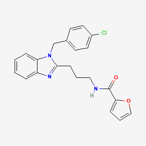 molecular formula C22H20ClN3O2 B11412735 N-{3-[1-(4-chlorobenzyl)-1H-benzimidazol-2-yl]propyl}furan-2-carboxamide 