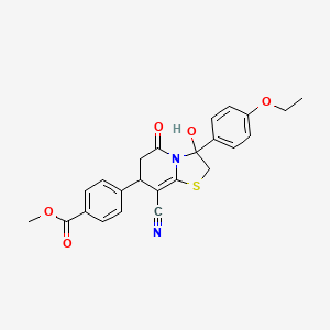 molecular formula C24H22N2O5S B11412762 methyl 4-[8-cyano-3-(4-ethoxyphenyl)-3-hydroxy-5-oxo-2,3,6,7-tetrahydro-5H-[1,3]thiazolo[3,2-a]pyridin-7-yl]benzoate 
