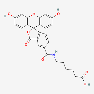 molecular formula C₂₇H₂₃NO₈ B1141279 6-(Fluorescein-5-carboxamido)hexanoic acid CAS No. 194661-60-4