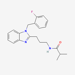molecular formula C21H24FN3O B11412792 N-{3-[1-(2-fluorobenzyl)-1H-benzimidazol-2-yl]propyl}-2-methylpropanamide 