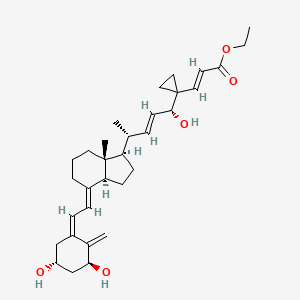 molecular formula C₃₂H₄₆O₅ B1141291 (5Z,7E,22E)-(1S,3R,24R)-25-(carboethoxy-methylene)-26,26-cyclo-9,10-seco-5,7,10(19),22-cholestatetraene-1,3,24-triol CAS No. 186371-96-0