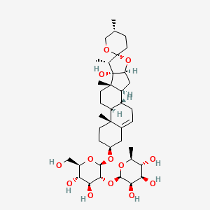 molecular formula C₃₉H₆₂O₁₃ B1141294 (2R,3R,4R,5R,6S)-2-[(2R,3R,4S,5S,6R)-4,5-dihydroxy-6-(hydroxymethyl)-2-[(1R,2S,4S,5'R,6R,7S,8S,9S,12S,13R,16S)-8-hydroxy-5',7,9,13-tetramethylspiro[5-oxapentacyclo[10.8.0.02,9.04,8.013,18]icos-18-ene-6,2'-oxane]-16-yl]oxyoxan-3-yl]oxy-6-methyloxane-3,4,5-triol CAS No. 55916-51-3