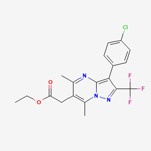 molecular formula C19H17ClF3N3O2 B11413048 Ethyl [3-(4-chlorophenyl)-5,7-dimethyl-2-(trifluoromethyl)pyrazolo[1,5-a]pyrimidin-6-yl]acetate 